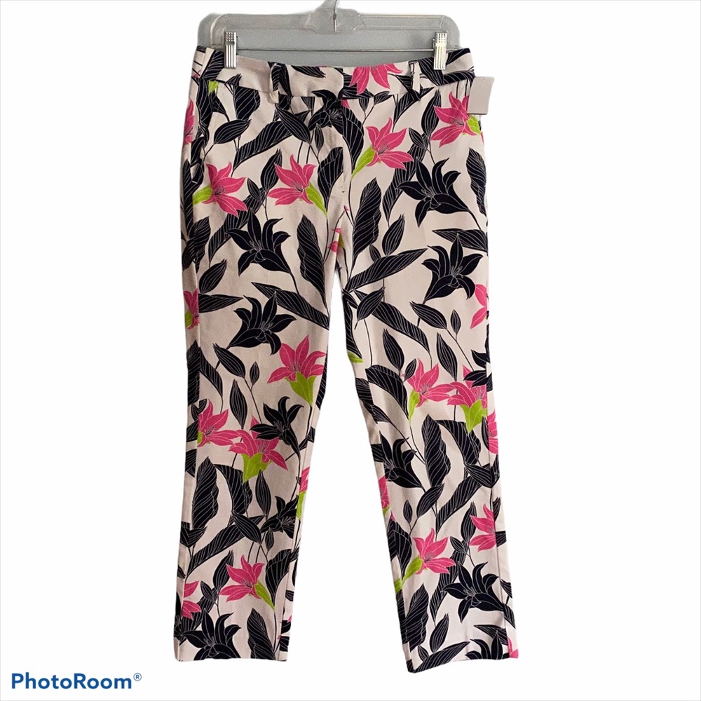 Lands End Floral Cropped Mid-Rise Pants